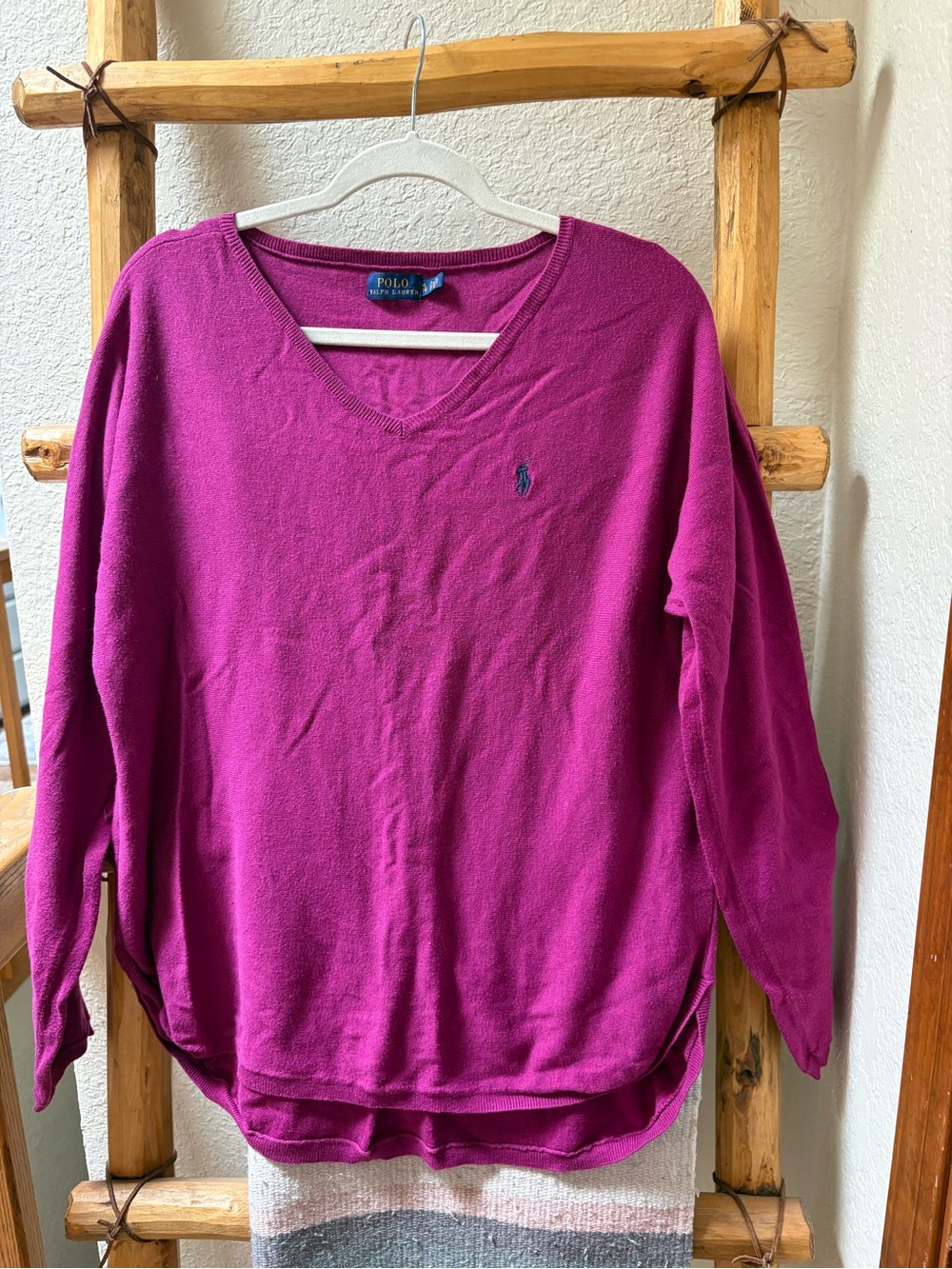 Polo Ralph Lauren Fuchsia/Neon Plum V-Neck Sweater